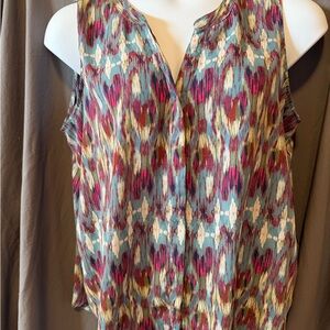 Zac & Rachel Sleeveless Top - Blue and Pink Pattern